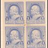 1c dull blue Franklin block of four