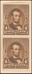 4c dark brown Lincoln imperforate pair