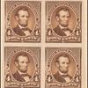 4c dark brown Lincoln imperforate block of four