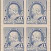 1c dull blue Franklin proof block of four