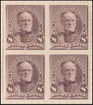 8c lilac Sherman proof block of four