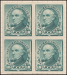 10c green Webster proof block of four