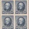15c indigo Clay proof block of four