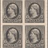 30c black Jefferson proof block of four