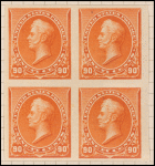 90c orange Perry proof block of four