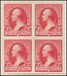 2c carmine Washington proof block of four