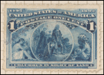 1c deep blue Columbus in Sight of Land Specimen single