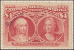 $4 crimson lake Queen Isabella & Columbus Specimen single