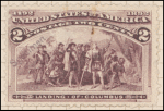 2c brown violet Landing of Columbus Specimen single