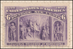 6c purple Columbus Welcomed at Barcelona Specimen single