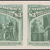 $3 olive green Columbus Describing His Third Voyage imperforate pair