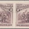 2c brown violet Landing of Columbus imperforate pair