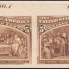 5c chocolate Columbus Soliciting Aid from Queen Isabella imperforate pair