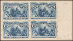 1c deep blue Columbus in sight of land block of four