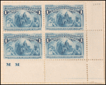 1c deep blue Columbus in sight of land block of four