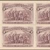 2c brown violet Landing of Columbus block of four