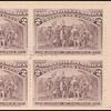 2c brown violet Landing of Columbus block of four