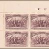 2c brown violet Landing of Columbus block of four