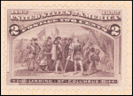 2c brown violet Landing of Columbus single