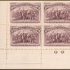 2c brown violet Landing of Columbus block of four