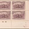 2c brown violet Landing of Columbus block of four