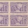 6c purple Columbus Welcomed at Barcelona block of four