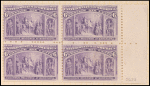 6c purple Columbus Welcomed at Barcelona block of four
