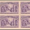 6c red violet Columbus Welcomed at Barcelona block of four