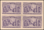 6c purple Columbus Welcomed at Barcelona block of four