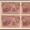 8c magenta Columbus Restored to Favor block of four