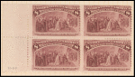 8c magenta Columbus Restored to Favor block of four