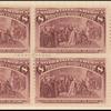 8c magenta Columbus Restored to Favor block of four