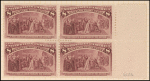8c magenta Columbus Restored to Favor block of four