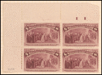 8c magenta Columbus Restored to Favor block of four
