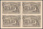 10c black brown Columbus Presenting Natives block of four