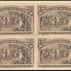 10c black brown Columbus Presenting Natives block of four