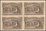 10c black brown Columbus Presenting Natives block of four