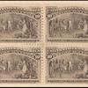 10c black brown Columbus Presenting Natives block of four