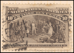 10c black brown Columbus Presenting Natives single