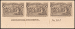10c black brown Columbus Presenting Natives imprint strip of three