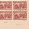 $2 brown red Columbus in Chains block of four