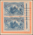 1c deep blue Columbus in Sight of Land imperforate pair