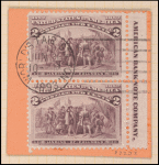 2c brown violet Landing of Columbus imperforate pair