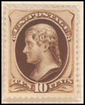 10c deep brown Jefferson single