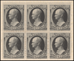 30c full black Hamilton block of six