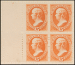 15c red orange Webster block of four