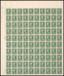 1c green Washington sheet of one hundred