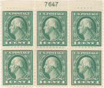 1c green Washington block of six