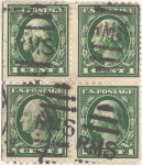 1c green Washington block of four