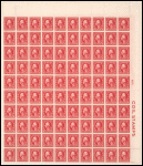 2c rose red Washington sheet of one hundred